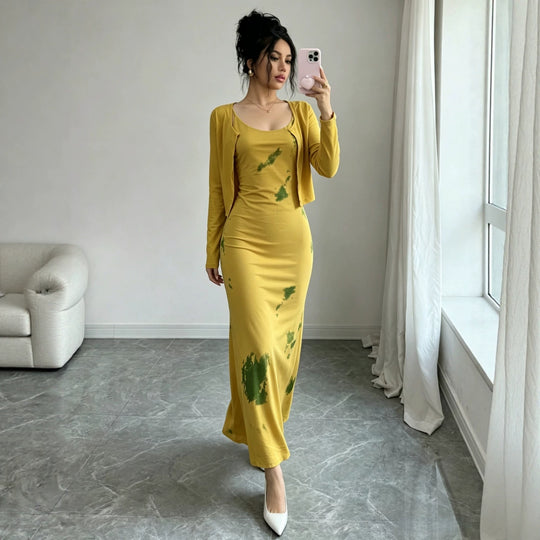 Damen Midikleid-Set mit Kurzcardigan und figurumschmeichelnder Silhouette Shop Nory