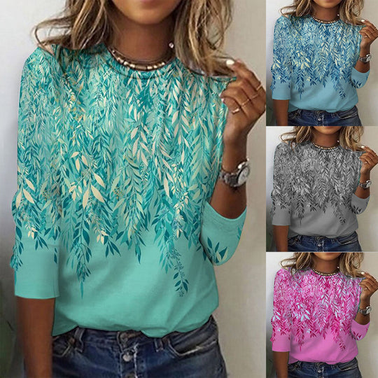 Damen Langarmshirt mit lShopnoryhaftem Blumenmuster