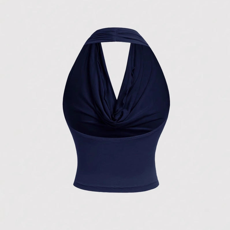Damen Neckholder-Cropped-Top mit Wasserfall-Ausschnitt und taillierter Passform Shop Nory