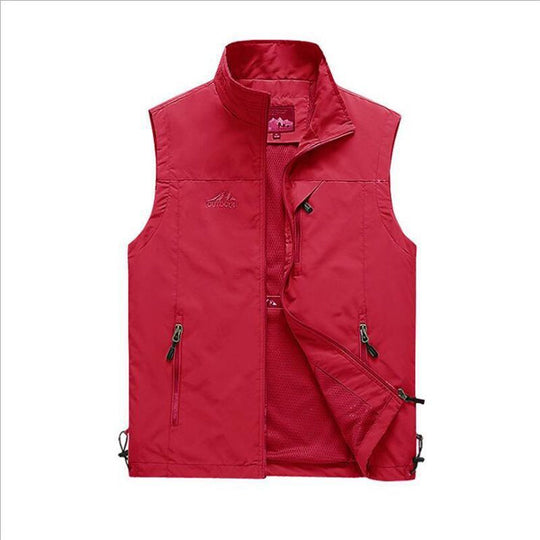Herren Leichte Multifunktionale Outdoor-Weste mit Reißverschlusstaschen und Stehkragen Shop Nory