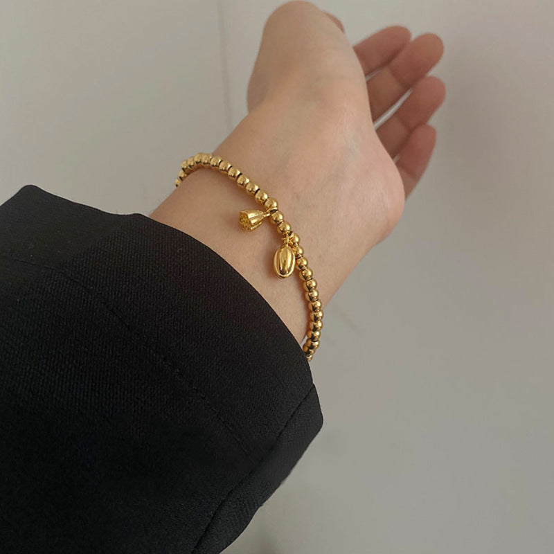 Damen Zierliches Gold Beaded Charm Fußkettchen Shop Nory