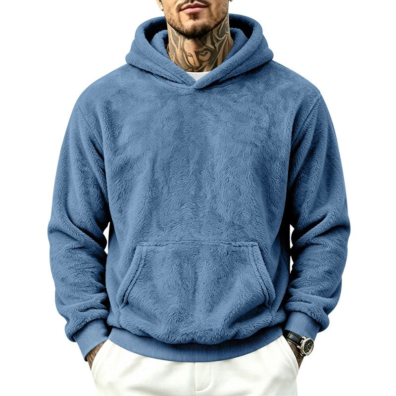 Herren Kuscheliger Fleece-Hoodie mit Kängurutasche und geripptem Saum Shop Nory