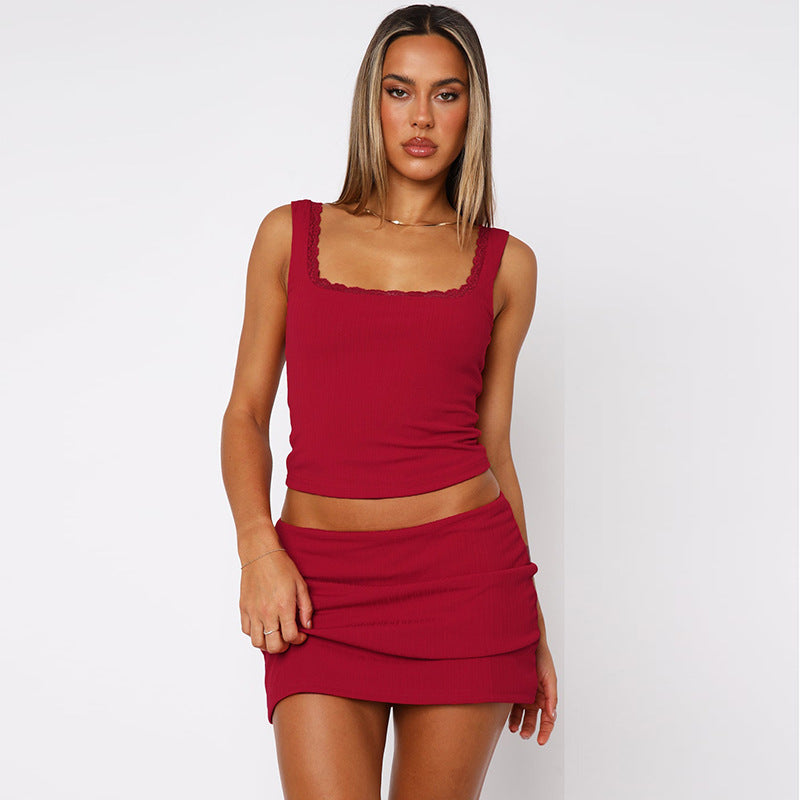 Damen Slim Fit Kleid mit Spitzenakzenten