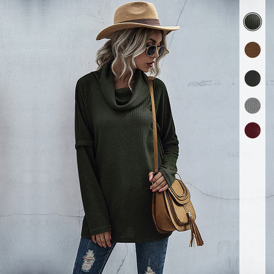 Damen Gerippter Feinstrick-Longsleeve mit Rollkragen, Seitenschlitzen und verlängertem Rückenteil Shop Nory