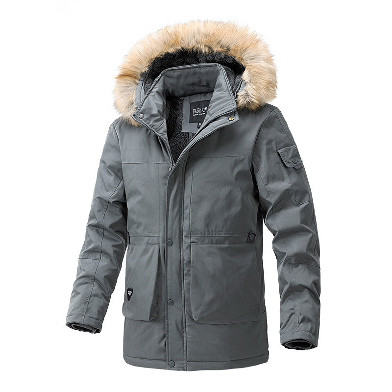 Herren Wärmegefütterte Parka-Jacke mit Kapuze und Teddyfutter Shop Nory