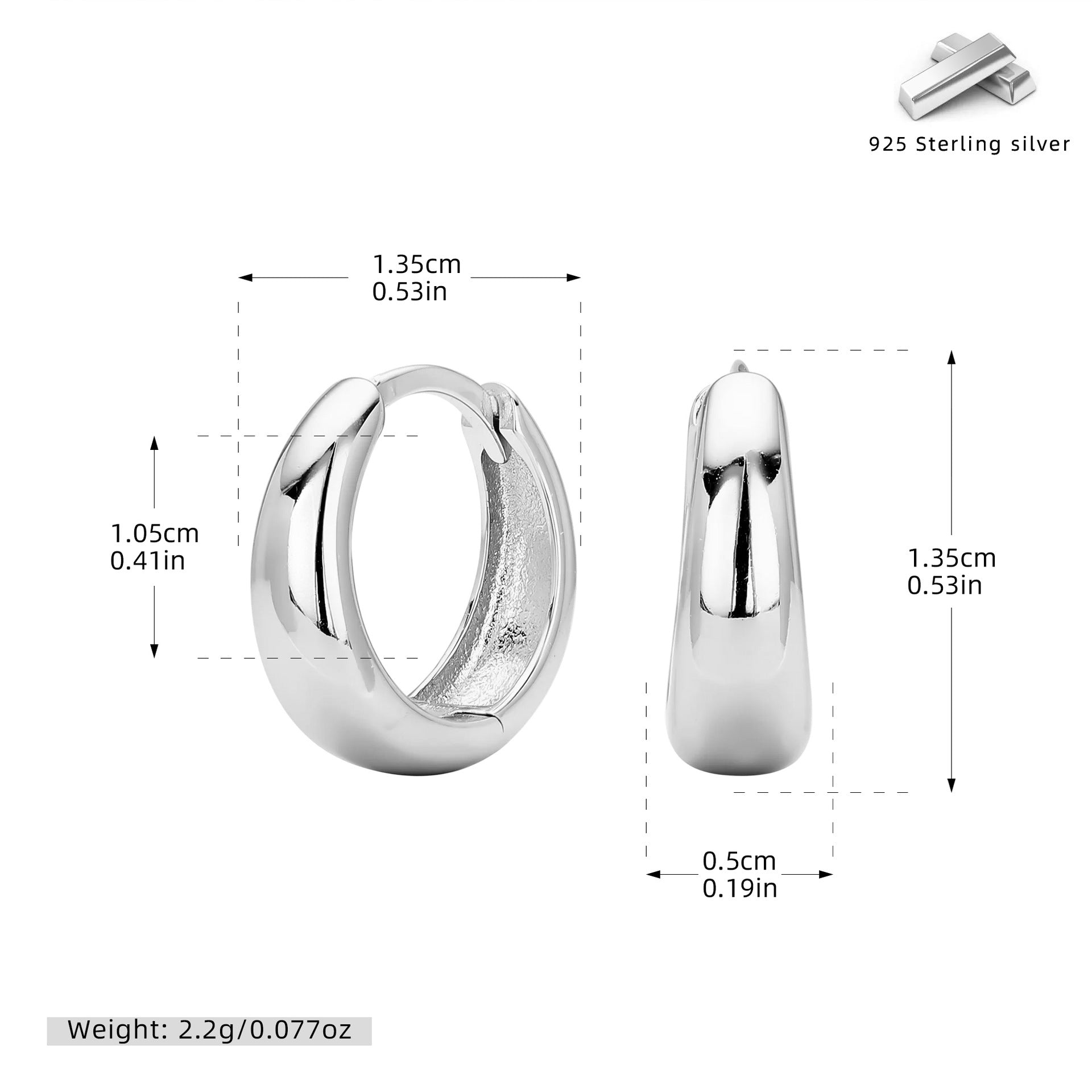 Damen Creolen mit elegantem geschwungenen Design aus 925 Sterling Silber Shop Nory