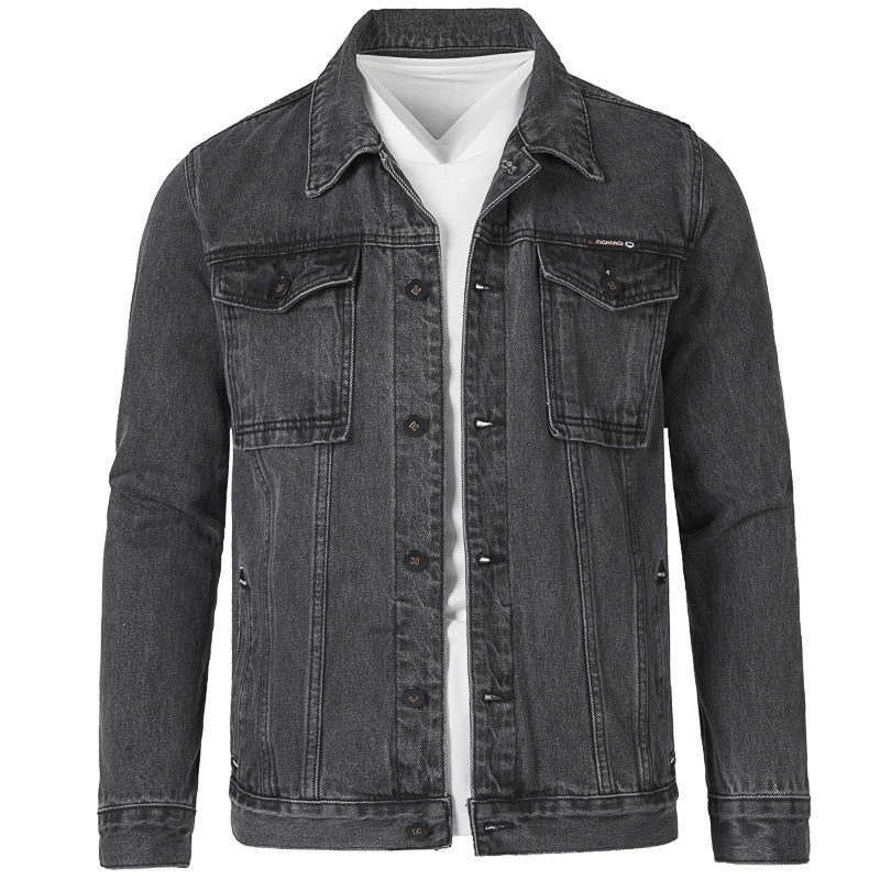 Herren Jeansjacke im modernen Slim-Fit Design mit praktischen Taschen und robusten Nieten