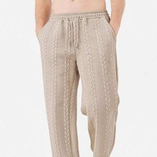 Herren grobgestrickte Lounge-Jogginghose mit Zopfstrick, Elastikbund und Kordelzug Shop Nory