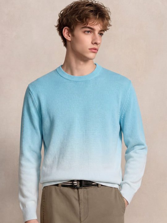 Herren Feinstrick-Pullover mit Dip-Dye-Effekt und Rundhalsausschnitt Shop Nory