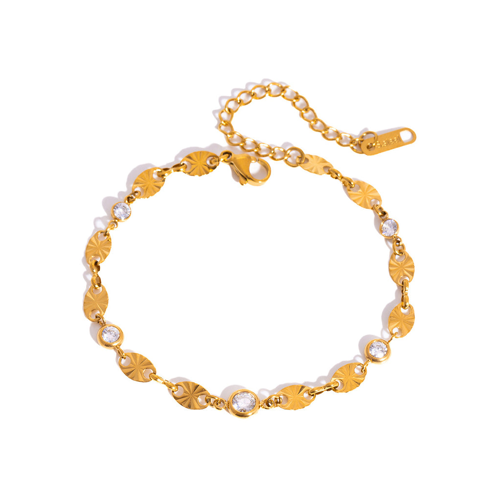 Damen Armband mit filigranen Blättern und strahlenden Zirkonia Shop Nory