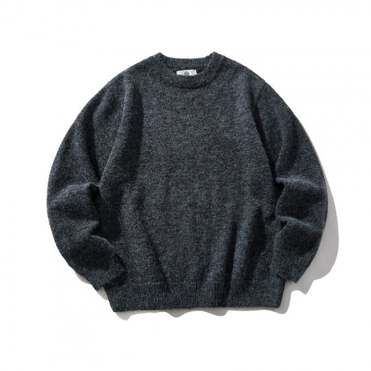Unisex Oversize-Feinstrickpullover mit Rundhalsausschnitt, gerippten Bündchen und melierter Wollmischung Shop Nory