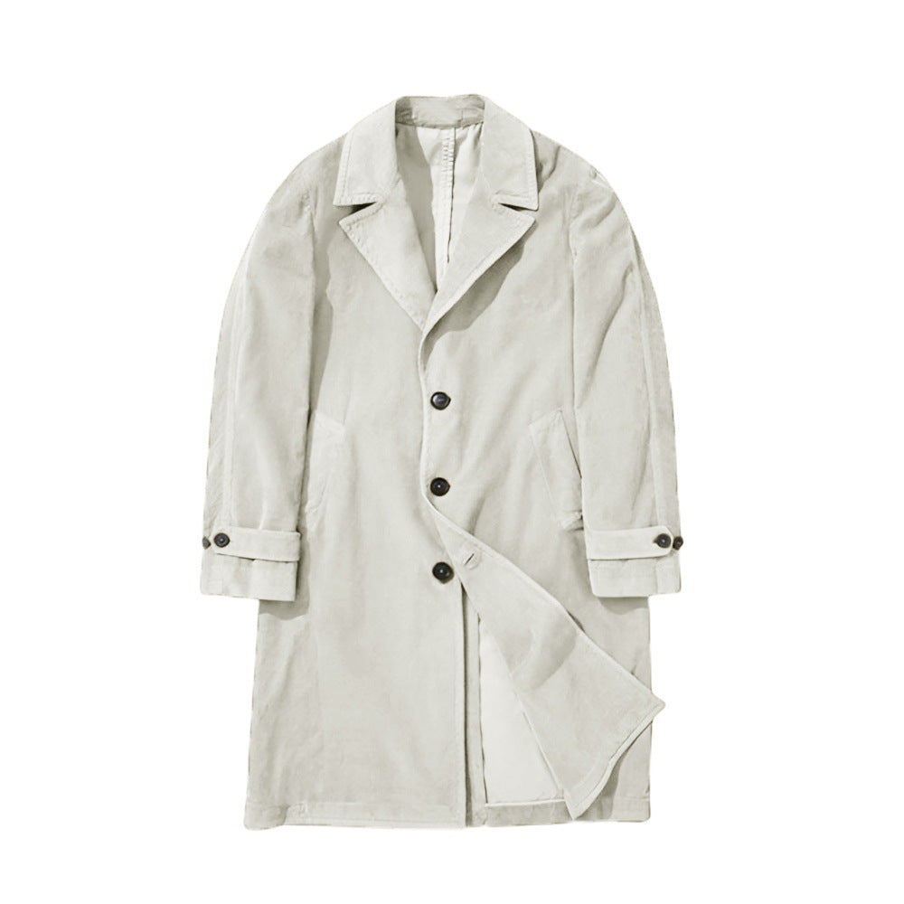 Herren Leichter langer Trenchcoat mit Reverskragen und aufgesetzten Eingrifftaschen Shop Nory