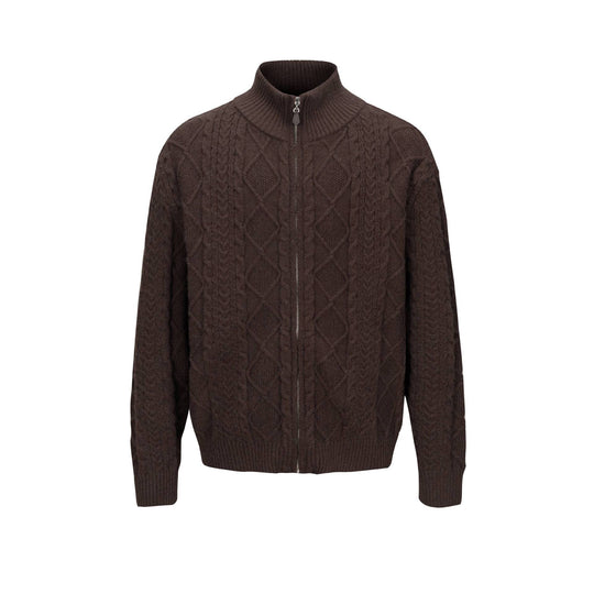 Herren Strick-Zipjacke mit Zopfmuster und hohem Stehkragen Shop Nory