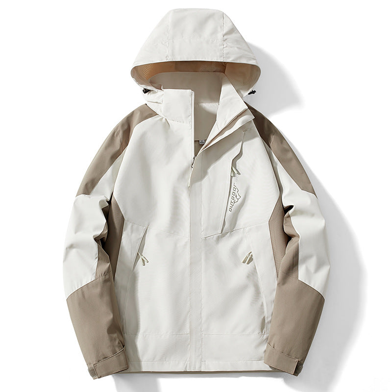 Herren Colorblock Softshell-Trekkerjacke mit Kapuze, verdeckten Reißverschlüssen und seitlichen Eingrifftaschen Shop Nory