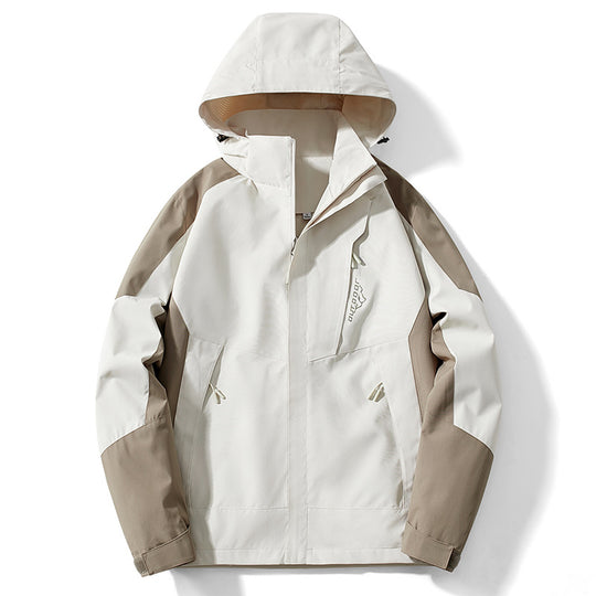 Herren Colorblock Softshell-Trekkerjacke mit Kapuze, verdeckten Reißverschlüssen und seitlichen Eingrifftaschen Shop Nory