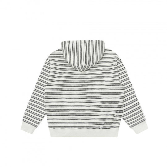 Unisex Oversize-Kapuzenpullover mit halbem Reißverschluss, Streifenmuster und Kängurutasche Shop Nory