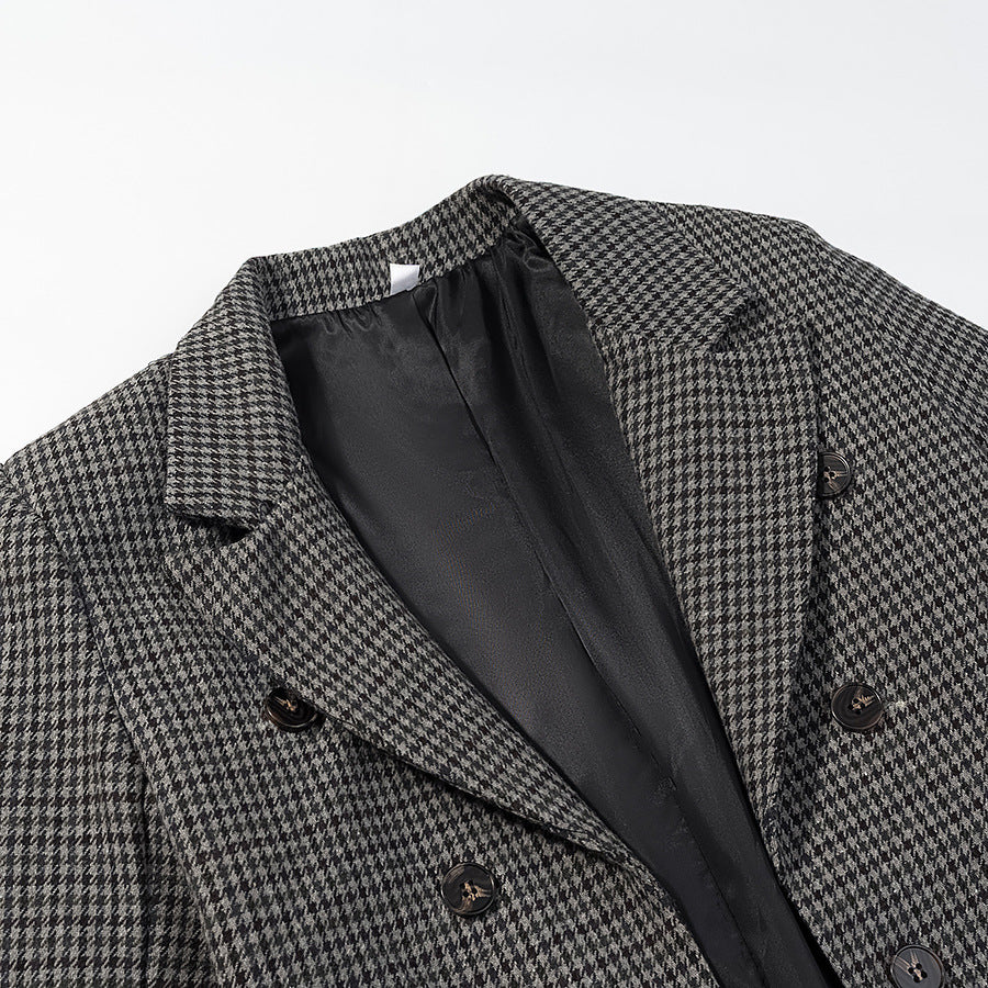 Damen Hahnentritt-Blazer mit Schwalbenschwanz-Detail und taillierter Silhouette Shop Nory