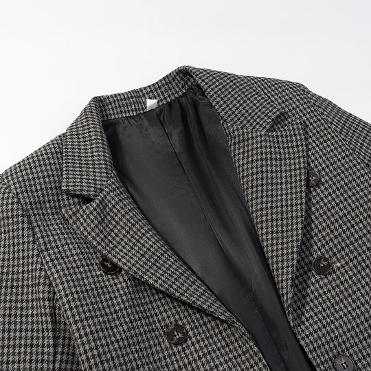Damen Hahnentritt-Blazer mit Schwalbenschwanz-Detail und taillierter Silhouette Shop Nory