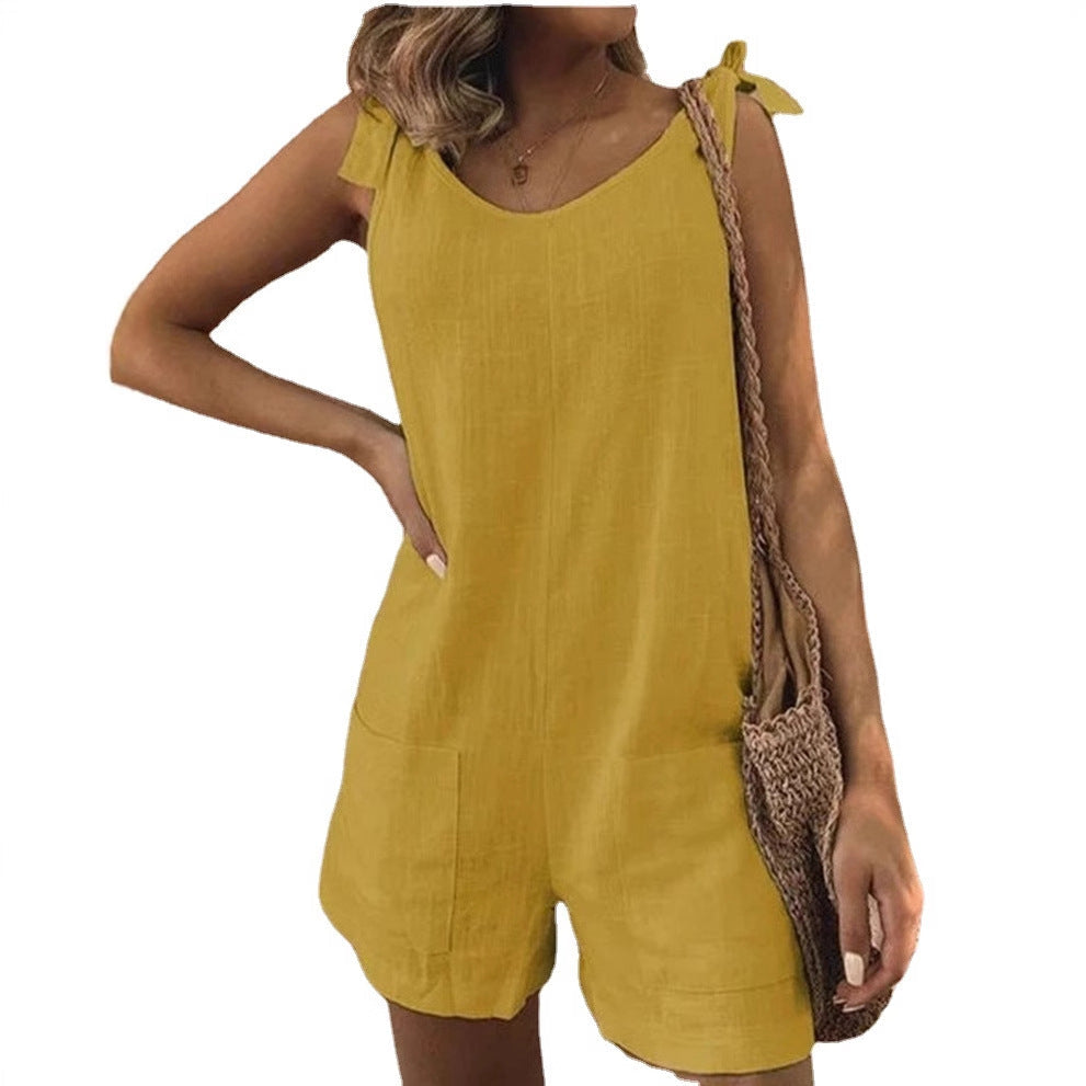 Damen Jumpsuit mit praktischen Taschen und verspielten Schulterbändern