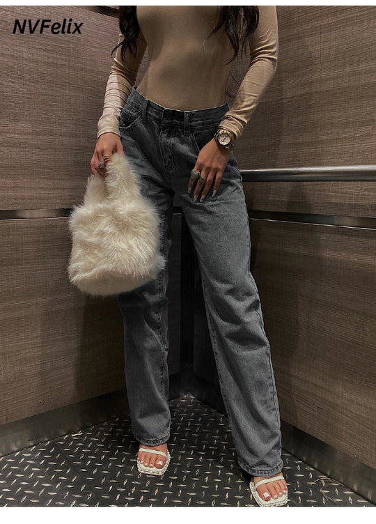 Damen Weite Jeans mit hohem Bund und klassischem Schnitt
