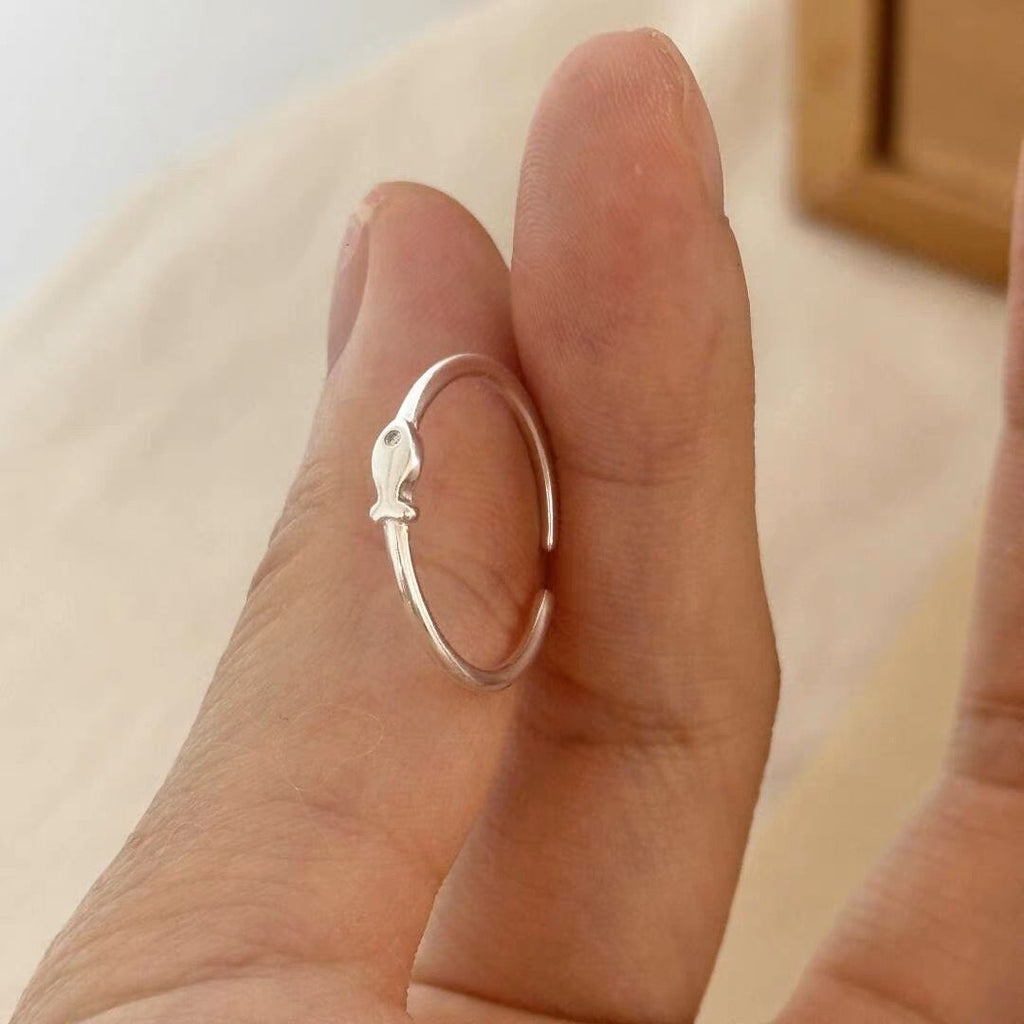 Damen Feiner Silberring mit Fischmotiv Shop Nory