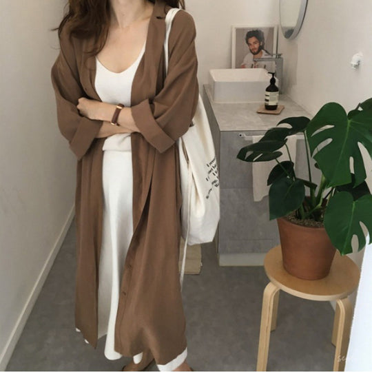 Damen Hemdblusenkleid mit Bindegürtel und lässigen Dreiviertelärmeln Shop Nory