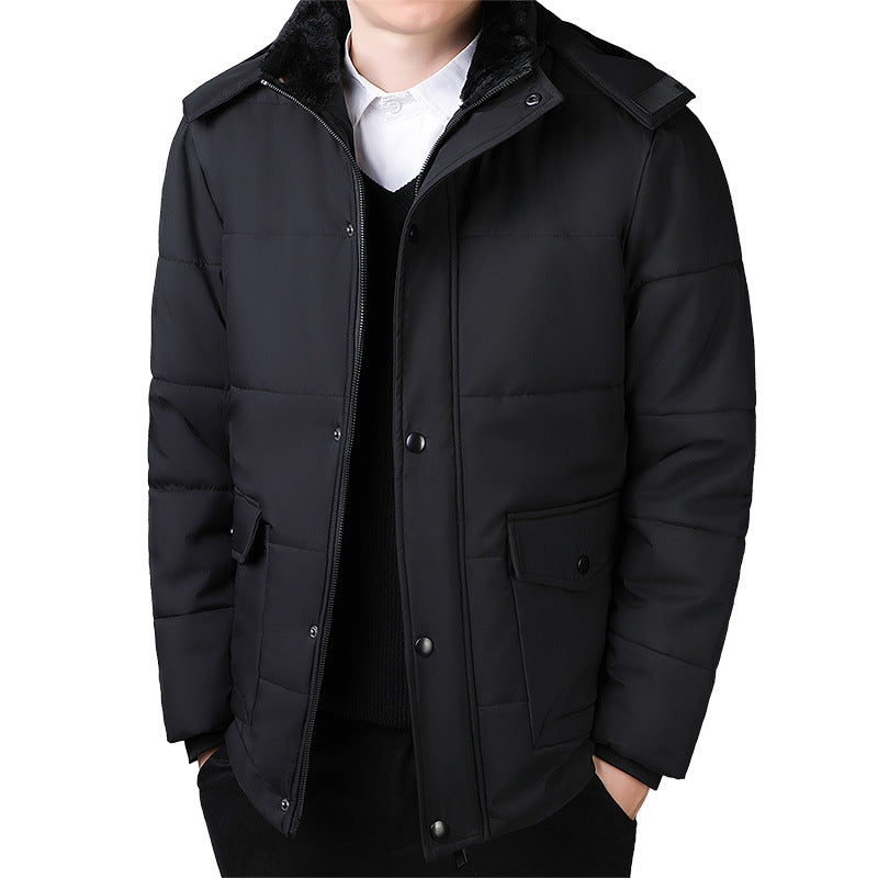 Herren Kurz geschnittene gesteppte Thermo-Steppjacke mit gesteppter Innenfütterung und Kunstfellkragen Shop Nory