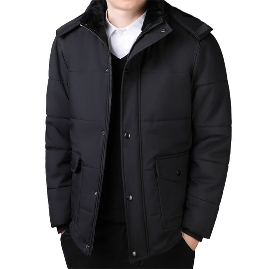 Herren Kurz geschnittene gesteppte Thermo-Steppjacke mit gesteppter Innenfütterung und Kunstfellkragen Shop Nory