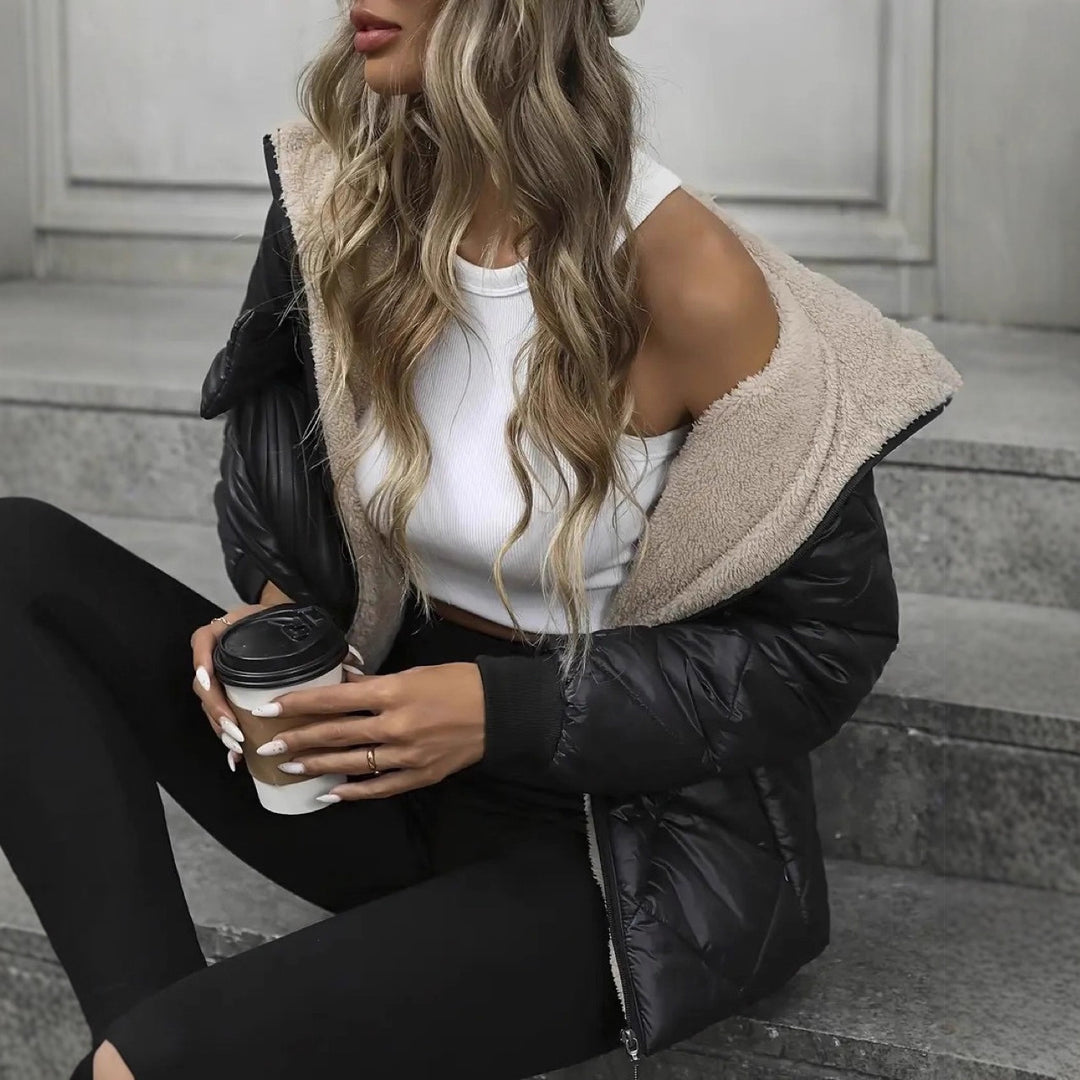 Damen Steppjacke mit Teddyfell-Innenfutter und Kapuze Shop Nory