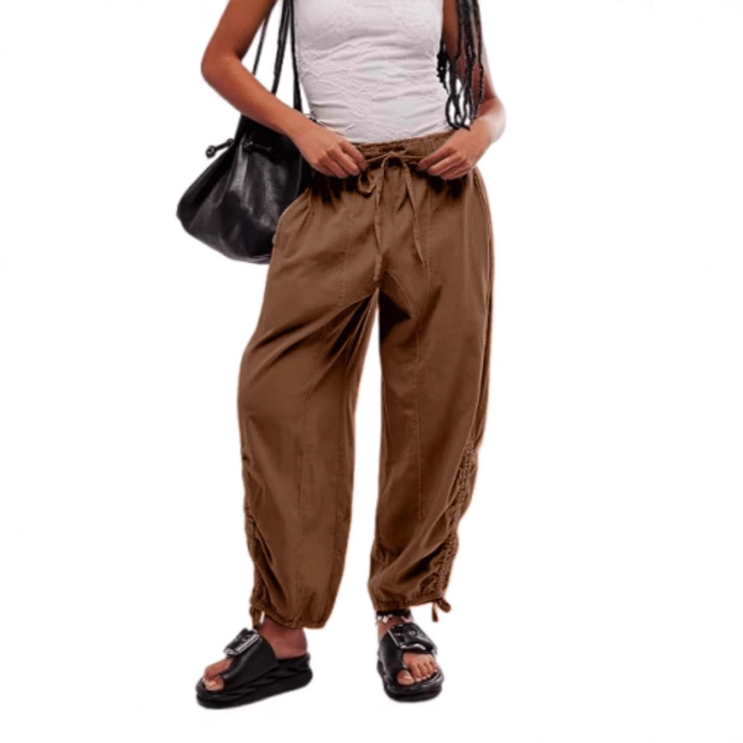 Damen Lockere Jogginghose mit Tunnelzugbund, Kordel-Saum und Raffung Shop Nory