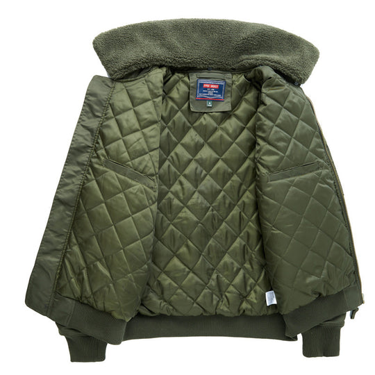 Herren Piloten-Bomberjacke mit Teddykragen, Mehrfachtaschen und winddichter Nylonhülle Shop Nory