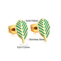 Damen Ohrstecker mit kunstvollem Blattmotiv aus hochwertigem Edelstahl und goldplattierter Oberfläche Shop Nory