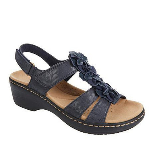 Damen Komfortable Riemchen-Sandalen mit dekorativen Faltendesign
