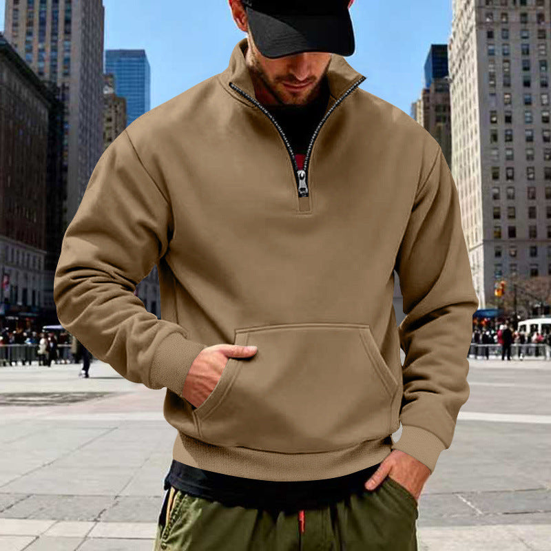 Herren Halbzip-Sweatshirt mit Kängurutasche und Stehkragen Shop Nory