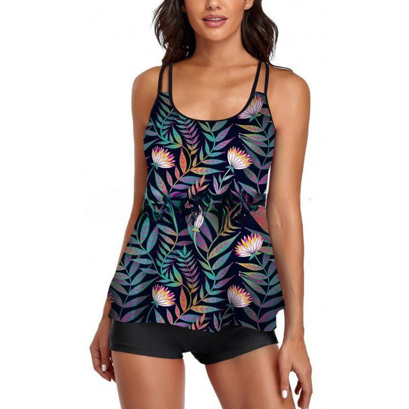 Damen Sportliches Tankini-Set mit bequemem Shorts und verstellbaren Trägern Shopnory