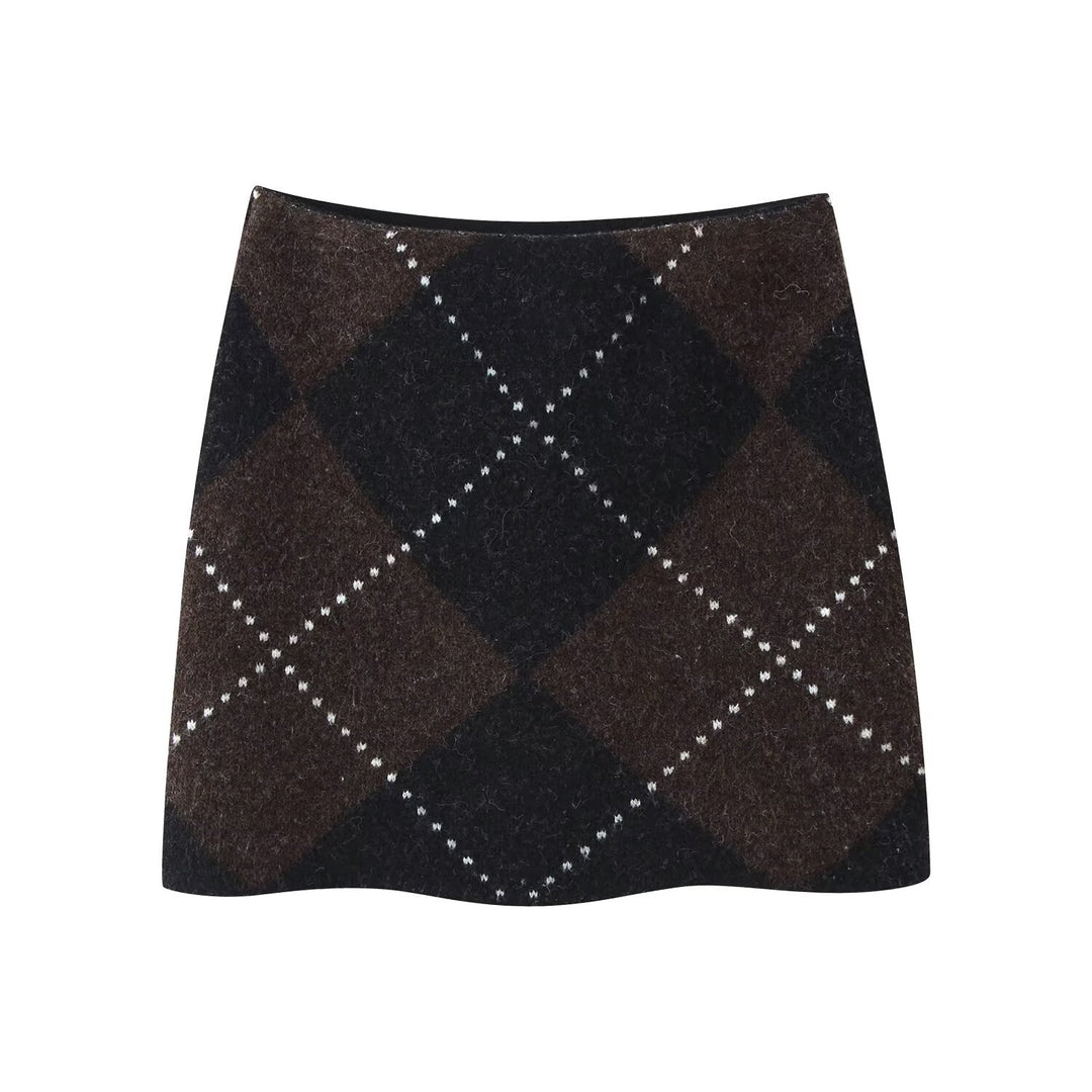 Damen Strick‑Set aus Rollkragen‑Poncho und Minirock mit Argyle‑Muster Shop Nory