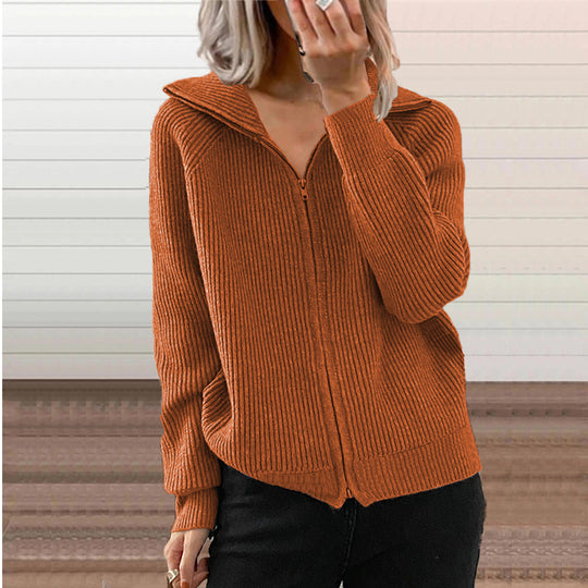 Damen Gerippte Kapuzen-Strickjacke mit Reißverschluss und Eingrifftaschen Shop Nory