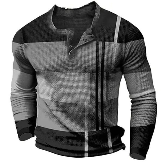 Herren Sportliches Langarmshirt mit Knopfleiste Shop Nory