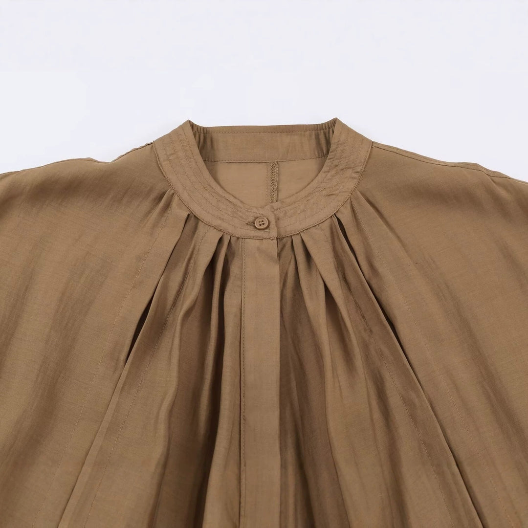 Damen Leichte plissierte Blousonjacke mit Stehkragen und Smokbund Shop Nory