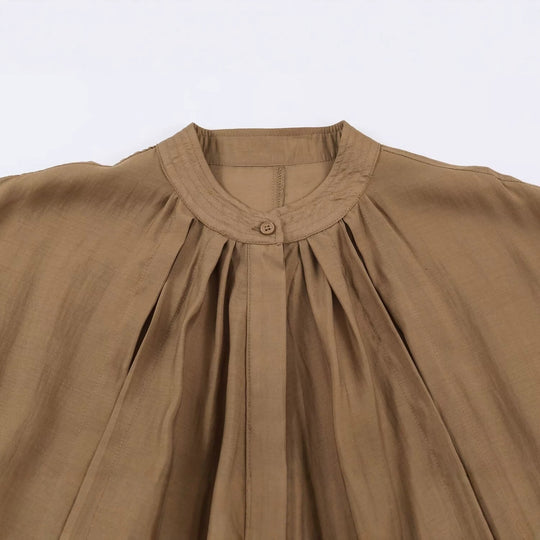 Damen Leichte plissierte Blousonjacke mit Stehkragen und Smokbund Shop Nory