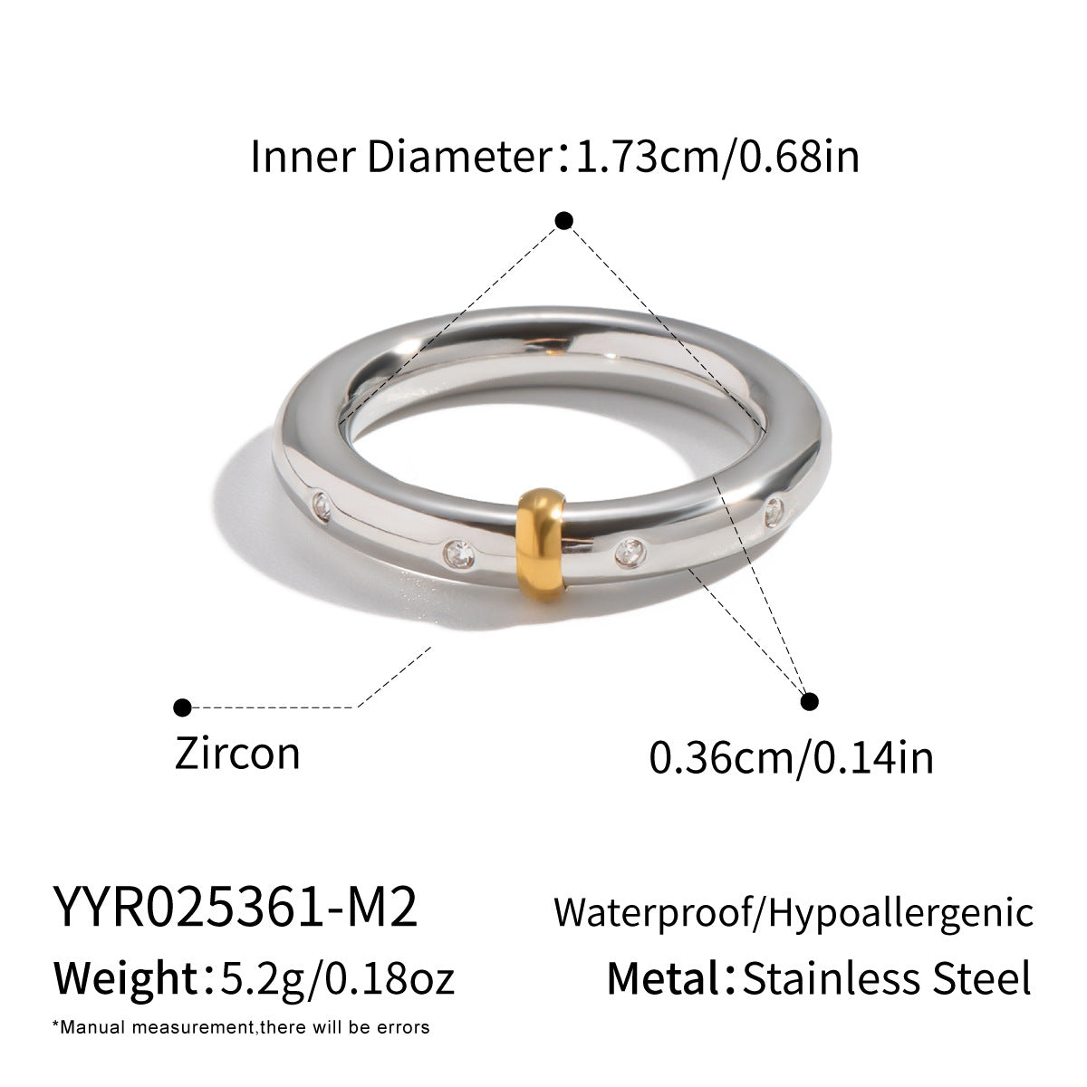 Damen Edelstahlring mit Zirkonia-Shop Nory