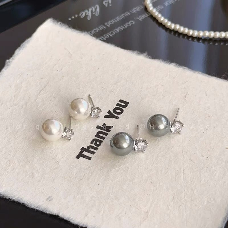 Damen Ohrstecker mit luxuriösen Perlen und funkelnden Zirkonia Shop Nory