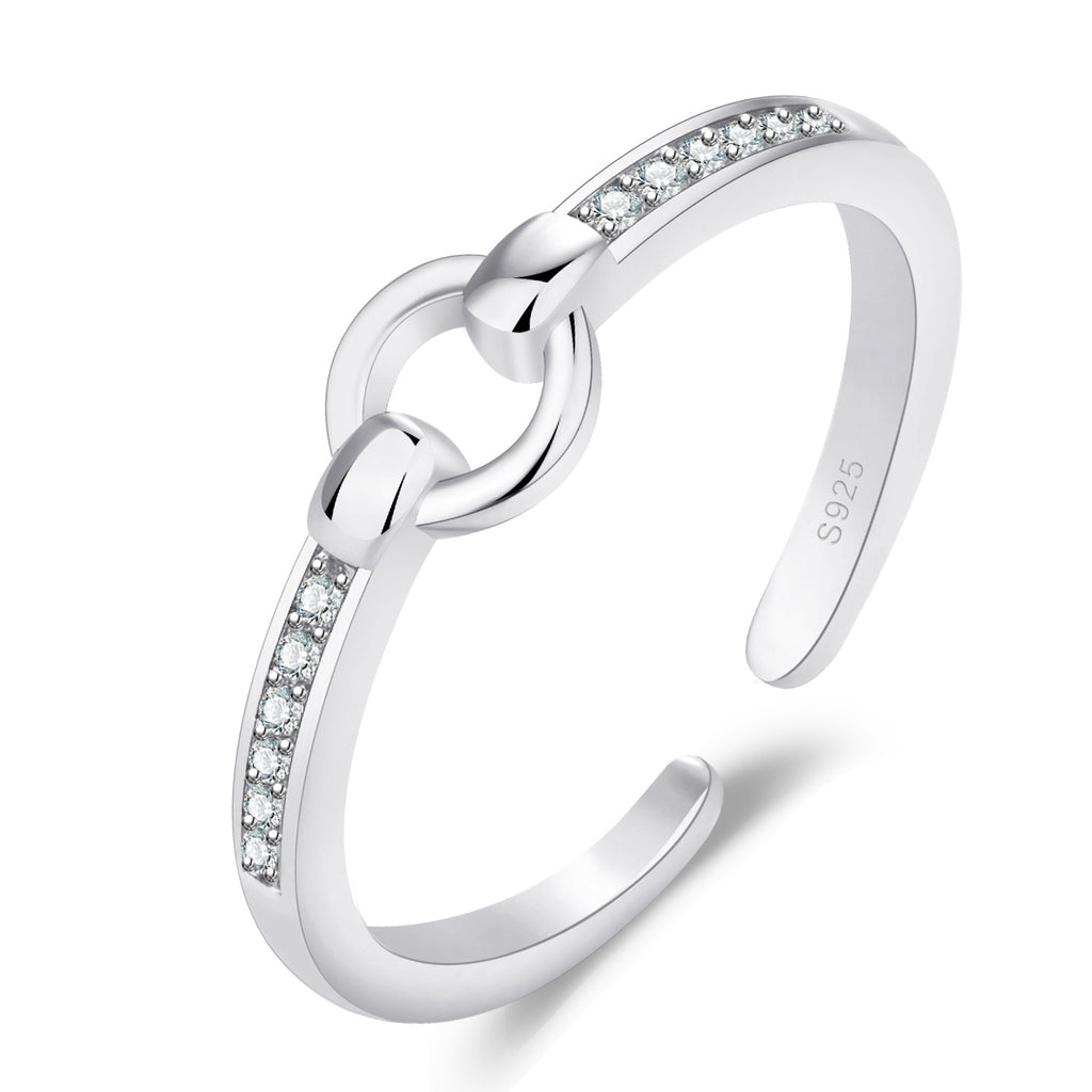Damen Offener Ring mit funkelnden Zirkonia und eleganter Silberverarbeitung Shop Nory