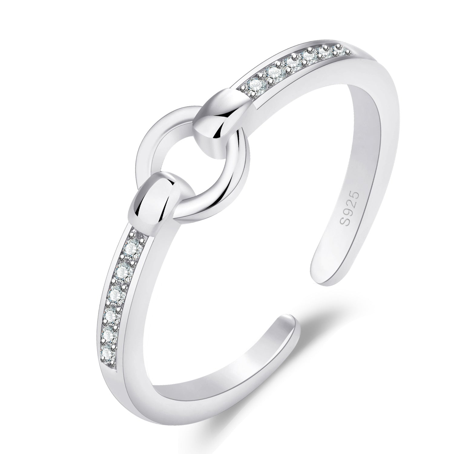 Damen Offener Ring mit funkelnden Zirkonia und eleganter Silberverarbeitung Shop Nory