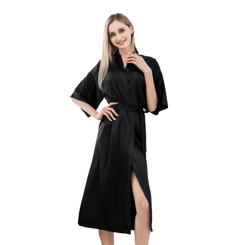Damen luxuriöser Satin-Bademantel