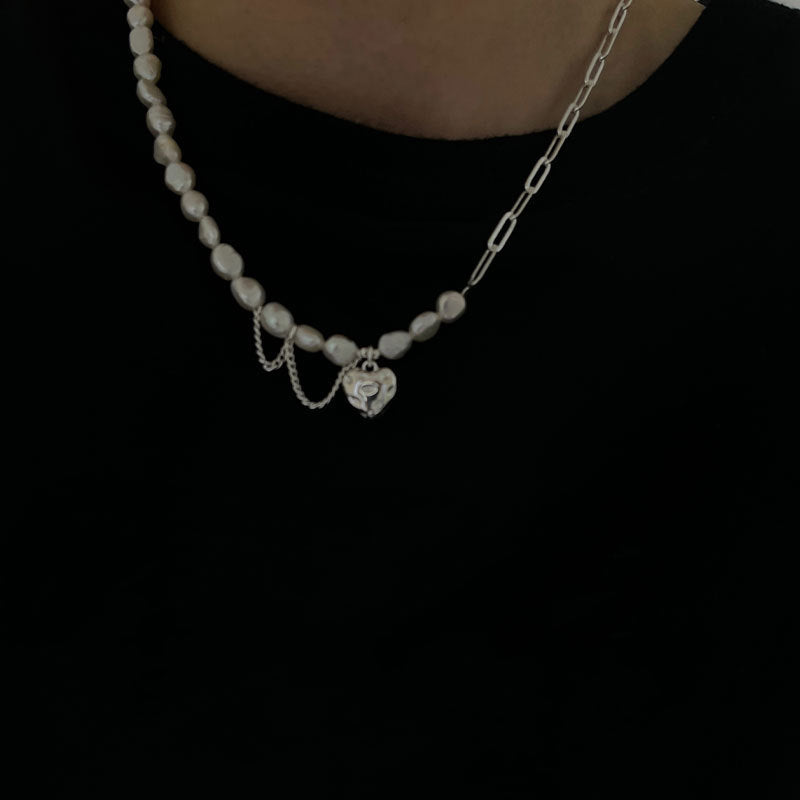 Damen Halskette mit kombiniertem Anhänger aus Perlen und Silber Shop Nory