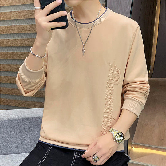 Herren Casual‑Sweatshirt mit seitlicher 3D‑Prägung, Rundhalsausschnitt und Rippbündchen Shop Nory