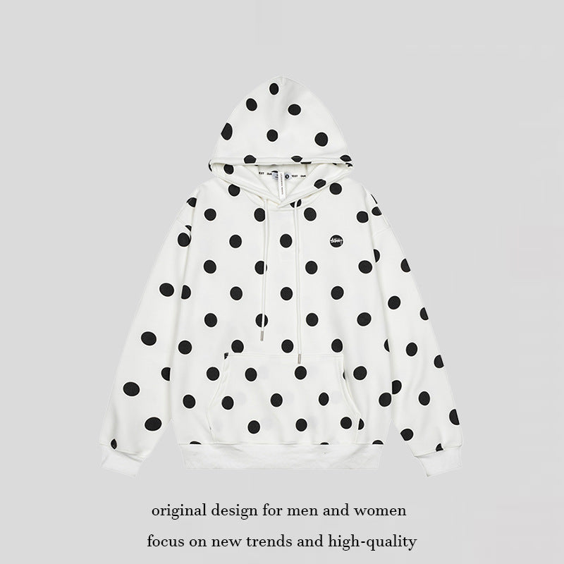 Damen Oversize-Kapuzenpullover mit Polka-Dot-Allover und Kängurutasche Shop Nory