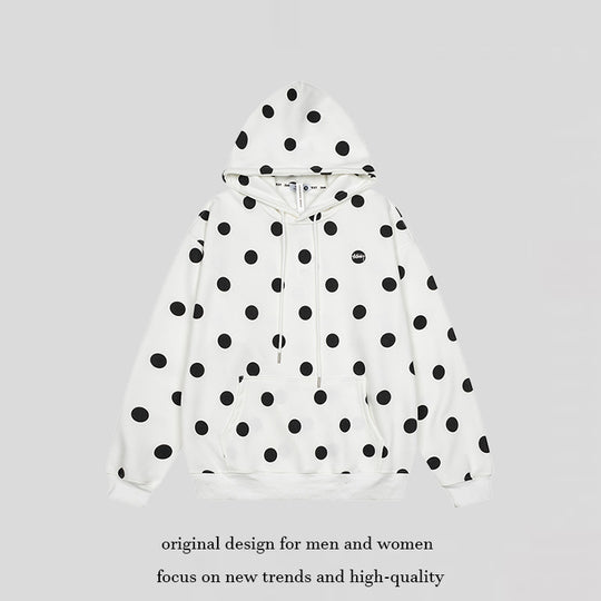 Damen Oversize-Kapuzenpullover mit Polka-Dot-Allover und Kängurutasche Shop Nory