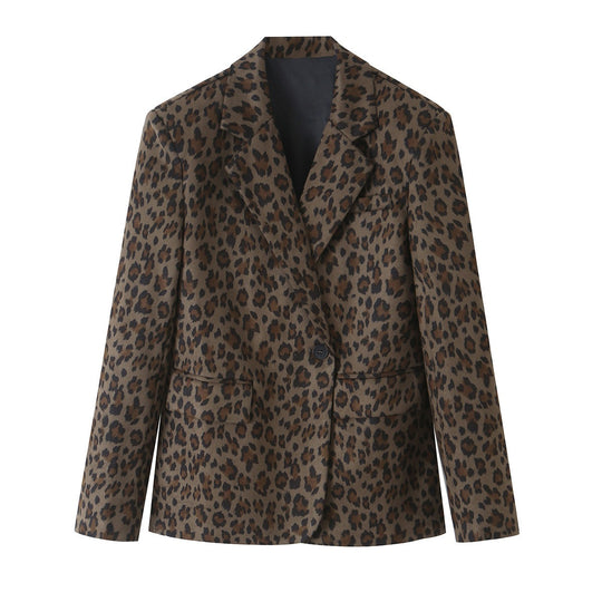 Damen Taillierter Blazer im Leoprint mit Revers und Pattentaschen Shop Nory
